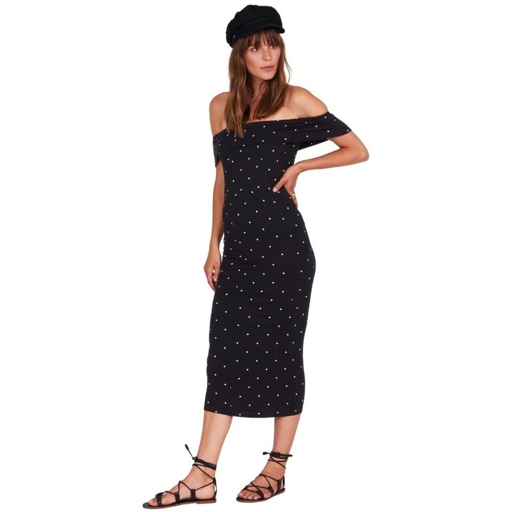Amuse Society Oye Miami Maxi Dress Black White Polka Dot XS NWT